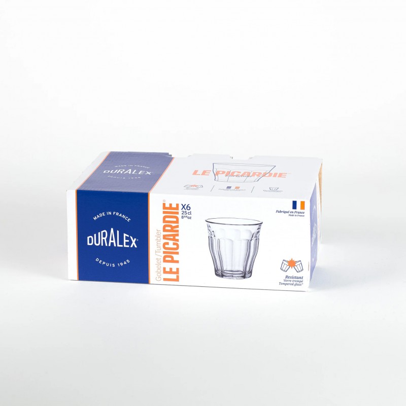 Picardie Gobelet à Eau en Verre Transparent 25 cl 9 cm (6 pcs) - Duralex