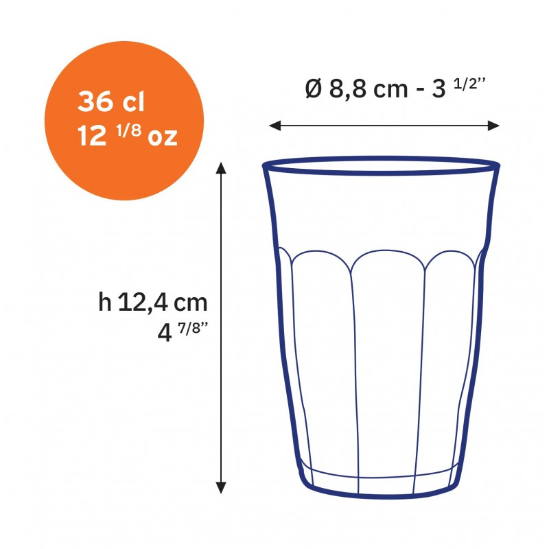Picardie Gobelet à Eau Transparent 36 cl 12,4 cm  - Duralex