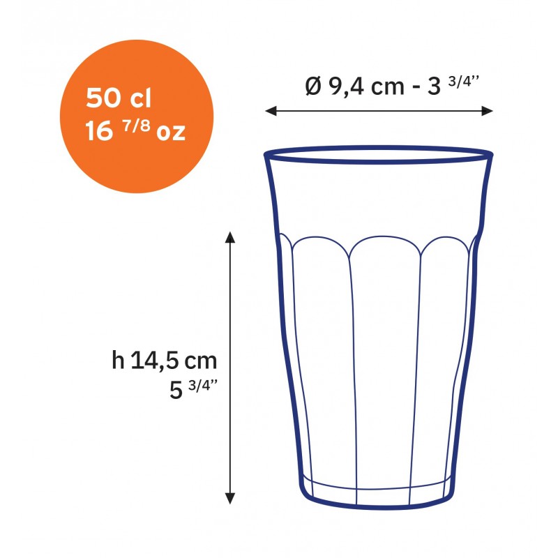 Picardie Gobelet à Eau Transparent 50 cl 14,5 cm  - Duralex