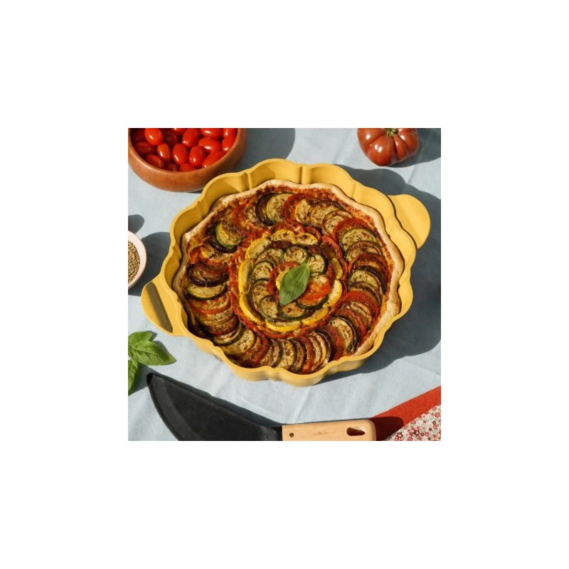 Formidable Plat à Tarte Rond Cannelé Jaune Mangue 29 cm Édition Limitée  - Cookut
