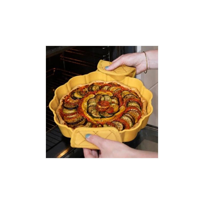 Formidable Plat à Tarte Rond Cannelé Jaune Mangue 29 cm Édition Limitée  - Cookut