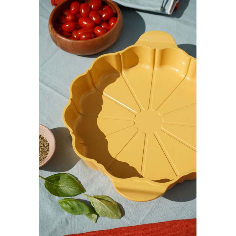 Formidable Plat à Tarte Rond Cannelé Jaune Mangue 29 cm Édition Limitée  - Cookut