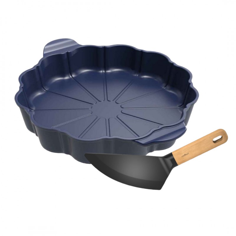 Formidable Plat à Tarte Rond Cannelé Bleu Myrtille 29 cm - Cookut