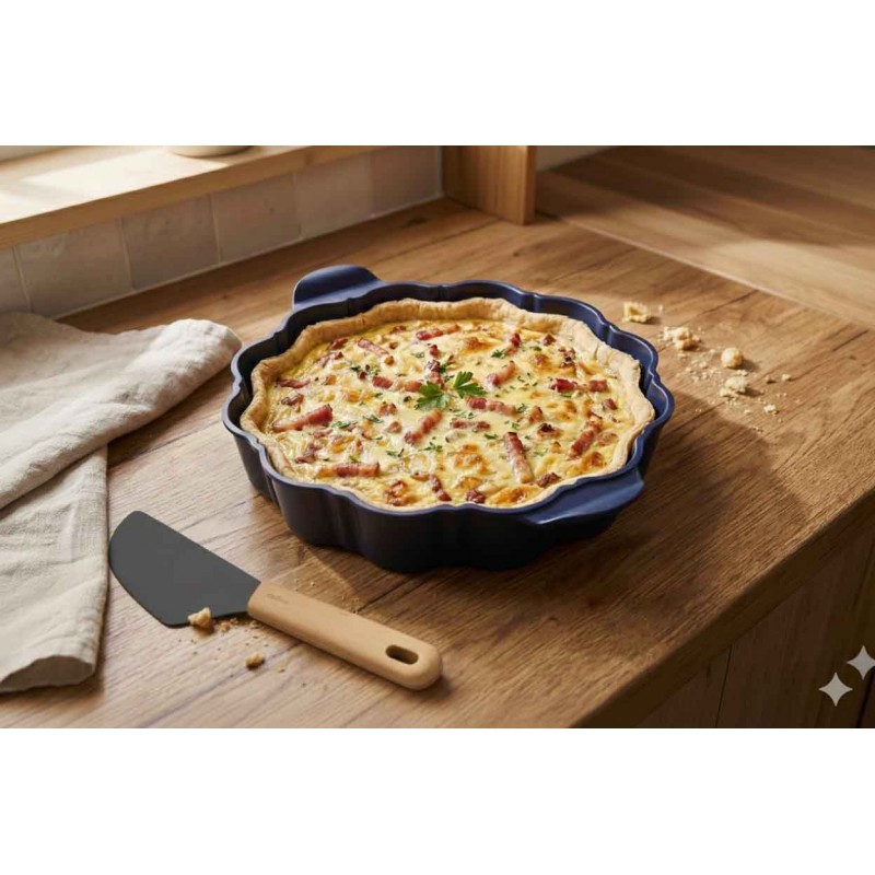 Formidable Plat à Tarte Rond Cannelé Bleu Myrtille 29 cm - Cookut