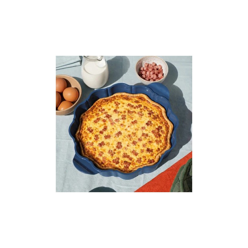 Formidable Plat à Tarte Rond Cannelé Bleu Myrtille 29 cm - Cookut