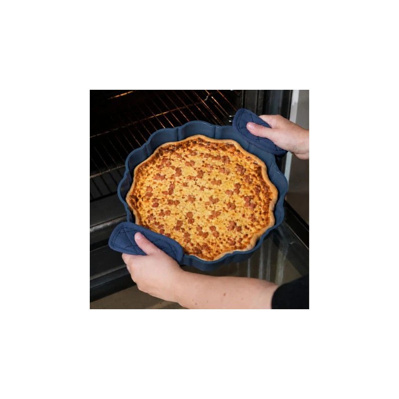 Formidable Plat à Tarte Rond Cannelé Bleu Myrtille 29 cm - Cookut