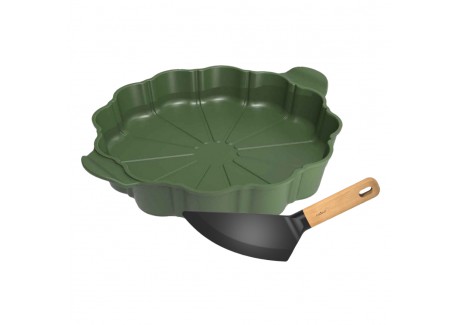 Formidable Plat à Tarte Rond Cannelé Vert Fougère 29 cm - Cookut
