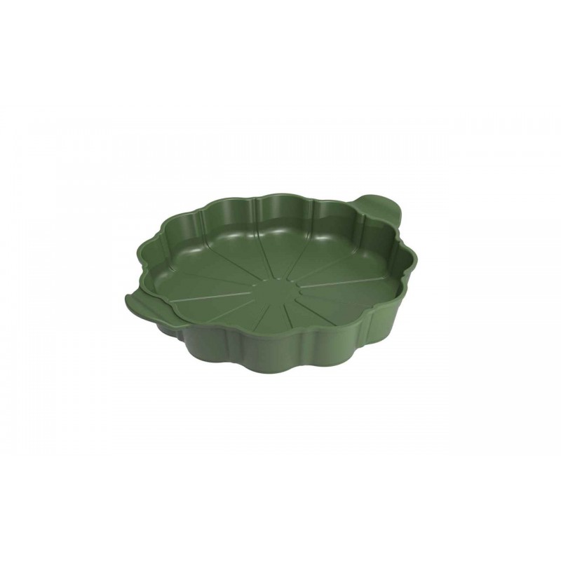 Formidable Plat à Tarte Rond Cannelé Vert Fougère 29 cm - Cookut