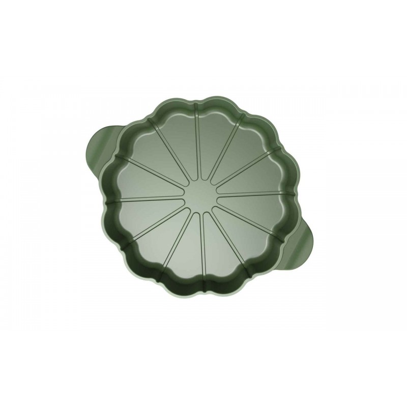 Formidable Plat à Tarte Rond Cannelé Vert Fougère 29 cm - Cookut