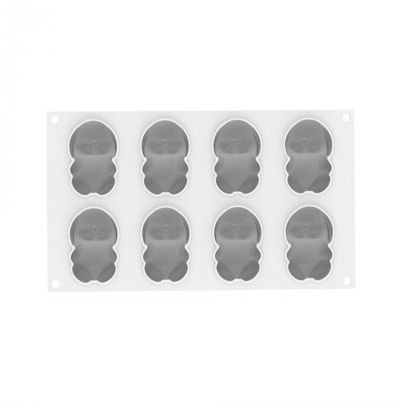 Rabbit 70 Moule en Silicone Lapin 76mm 8x70 ml  - Silikomart Professional