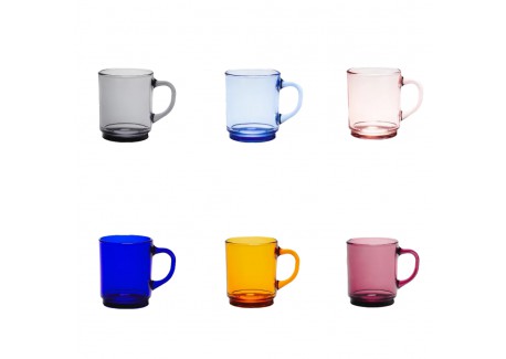 Versailles Mugs en Verre avec Anse 26 cl Couleurs Variées (6 pcs)  - Duralex