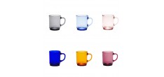 Versailles Mugs en Verre avec Anse 26 cl Couleurs Variées (6 pcs) 