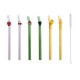 Glazen herbruikbare drinkrietjes met Vruchten 6 dlg + Reinigingsborstel 16 cm - Point Virgule