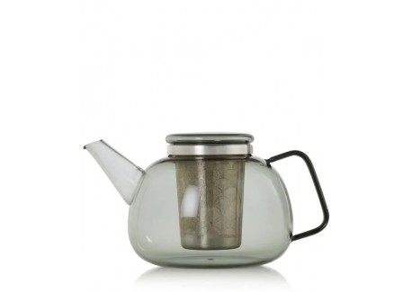Yuna Grijs Glazen Theepot Met RVS Filter 1,6 L - Ad Hoc