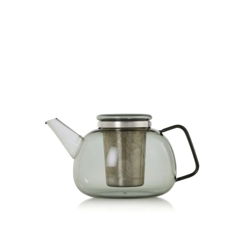 Yuna Grijs Glazen Theepot Met RVS Filter 1,6 L - Ad Hoc