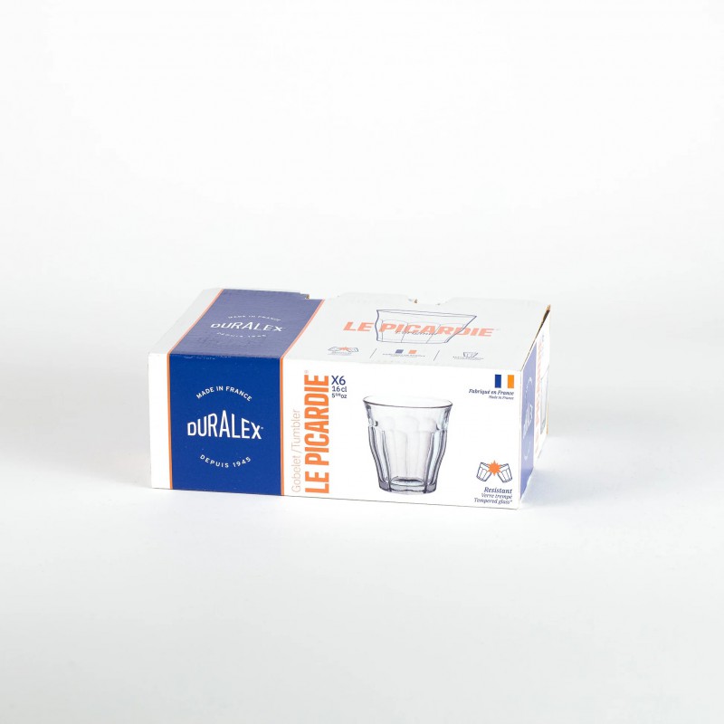 Picardie Gobelet à Eau en Verre Transparent 16 cl 7,8 cm (6 pcs)  - Duralex