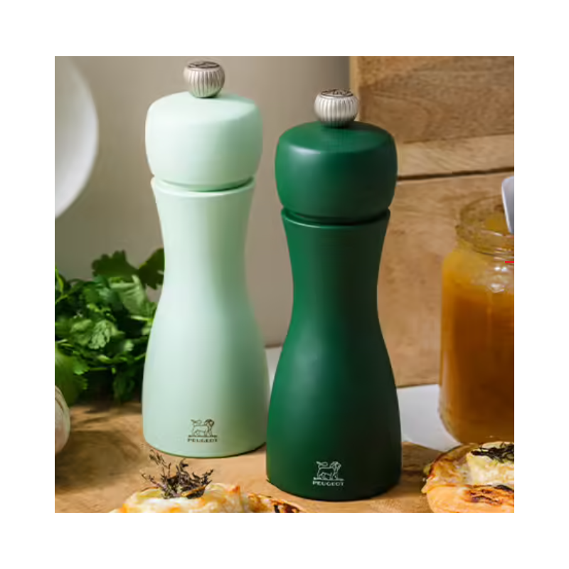 Tahiti Zout- en Pepermolen Set 15 cm Zirlion Water (groene tinten) - Peugeot