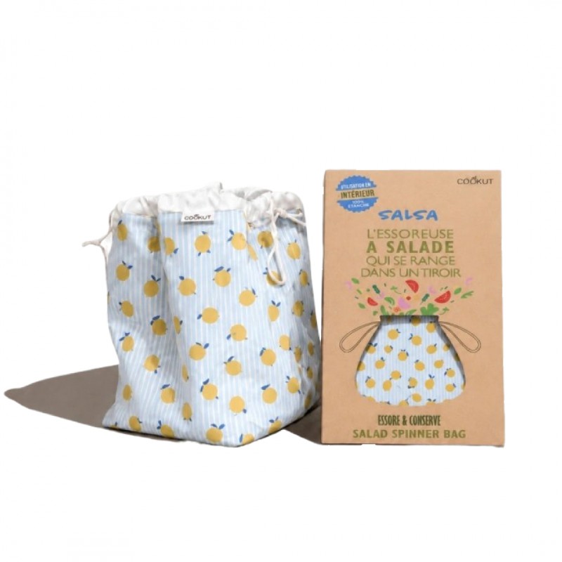 Salsa Essoreuse Sac à Salade Imperméable avec Filet 2-en-1 Citrons Jaunes - Cookut
