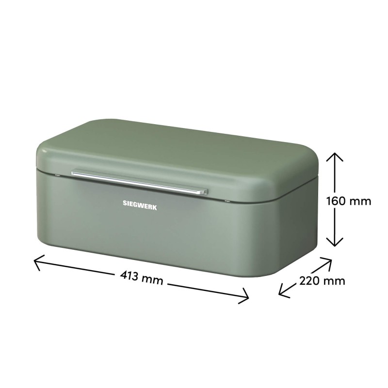 Panova Boîte à Pain Rectangulaire Acier Thermolaqué Vert Sauge 41x16x22 cm  - Siegwerk