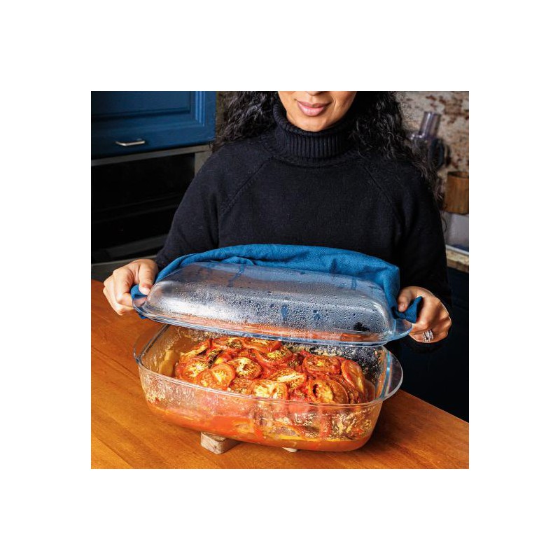 Cocotte Plat à Four en Verre Rectangulaire 4,3L + Couvercle 2,3L 36x22 cm  - Pyrex