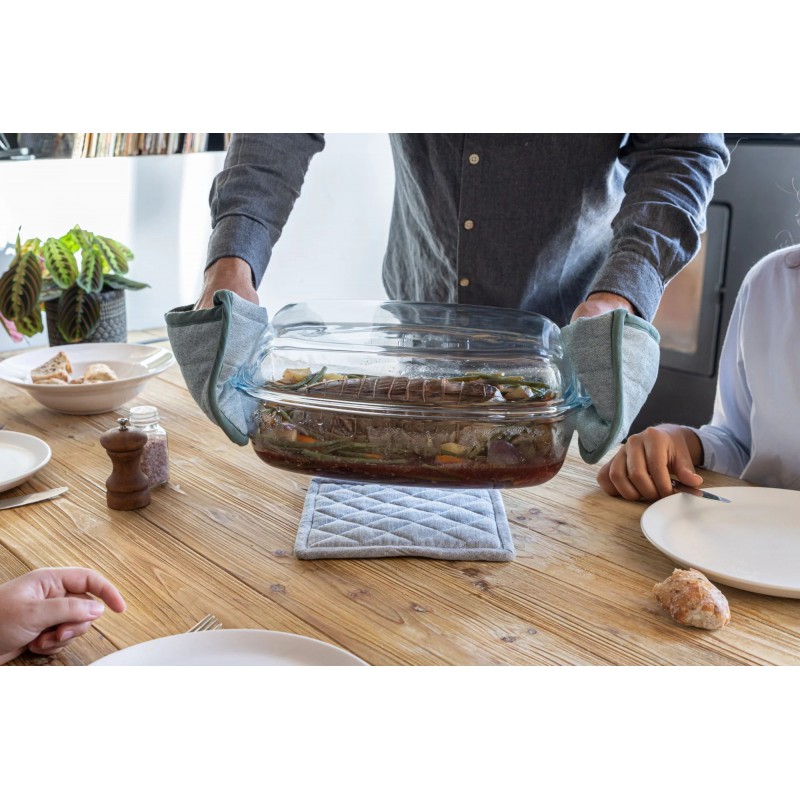 Cocotte Rechthoekige Ovenschaal in Glas 4,3 L + Deksel 2,3 L 36 x 22 cm - Pyrex