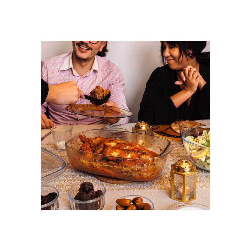 Cocotte Rechthoekige Ovenschaal in Glas 4,3 L + Deksel 2,3 L 36 x 22 cm - Pyrex