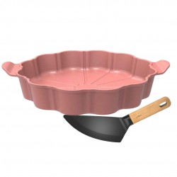 Formidable Plat à Tarte Rond Cannelé Rose Guimauve 29 cm  - Cookut