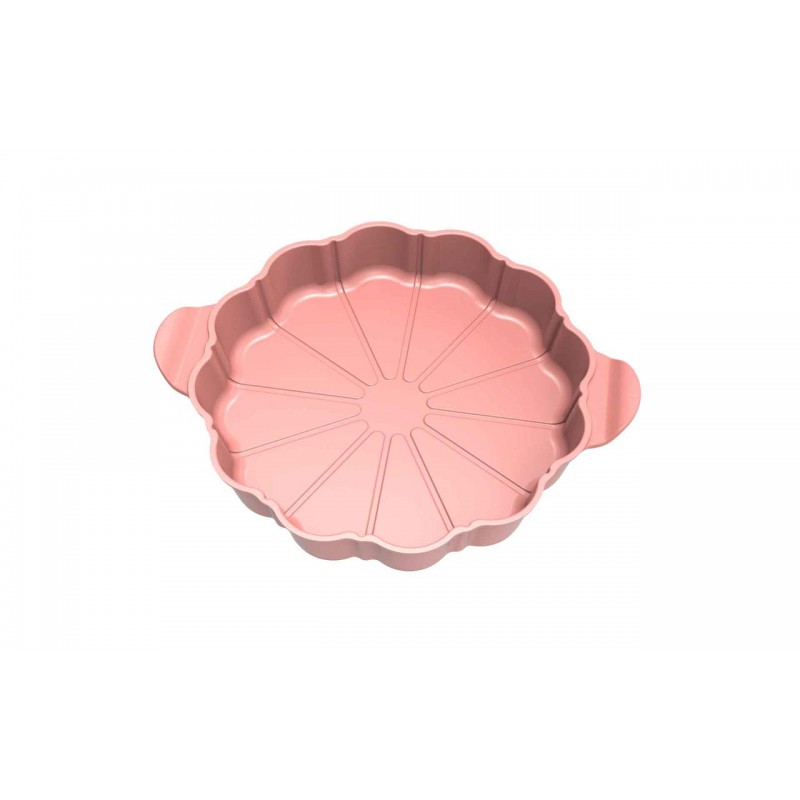 Formidable Plat à Tarte Rond Cannelé Rose Guimauve 29 cm  - Cookut