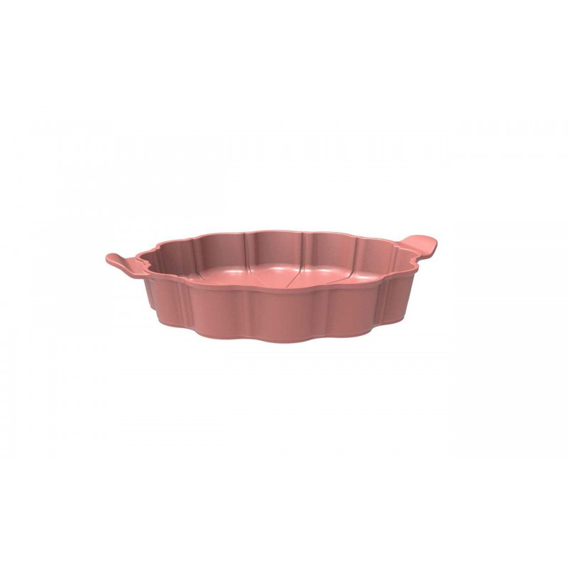Formidable Plat à Tarte Rond Cannelé Rose Guimauve 29 cm  - Cookut