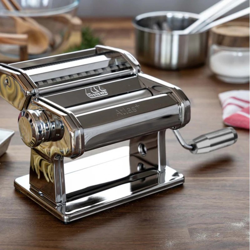 Atlas + Design Machine à Pâtes Manuelle Italienne Chrome Brillant  - Marcato
