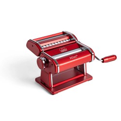 Atlas + Design Handmatige Italiaanse Pastamachine Mat Rood Chrome - Marcato