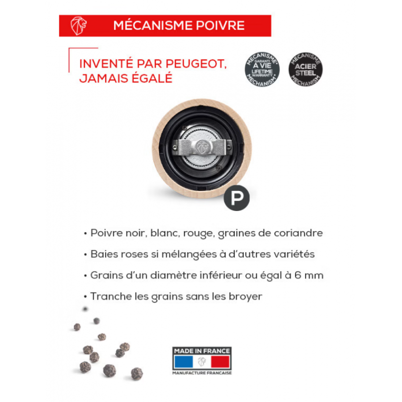 Isen Zwarte Matte Houten Pepermolen 18 cm U'Select - Peugeot