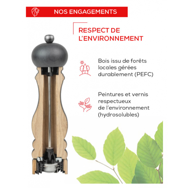 Isen Zwarte Matte Houten Pepermolen 18 cm U'Select - Peugeot