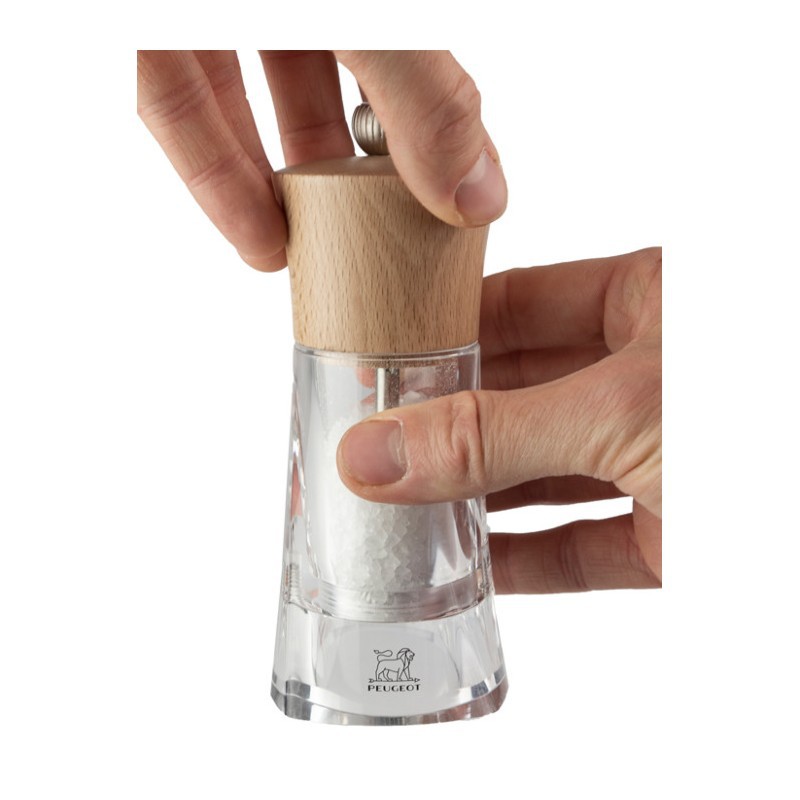Oléron Moulin à Sel 14 cm Acryl Transparent et Bois Naturel Zirlion  - Peugeot