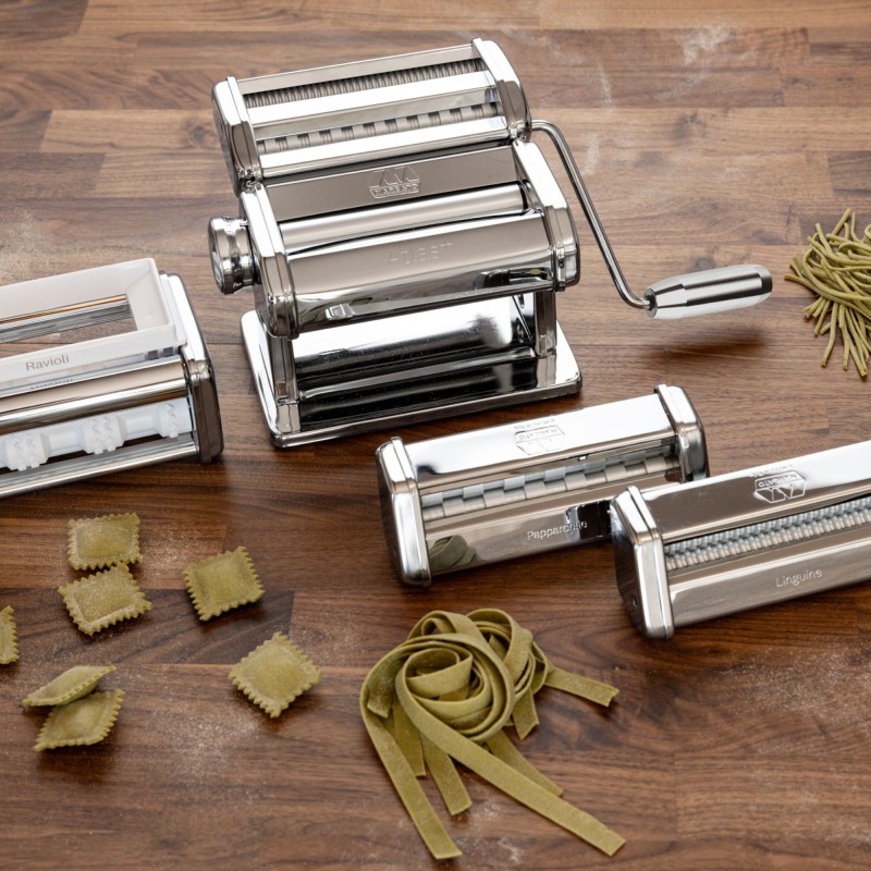 Multipast + Design Handmatige Italiaans Pastamachine Chroom + Accessoires - Marcato