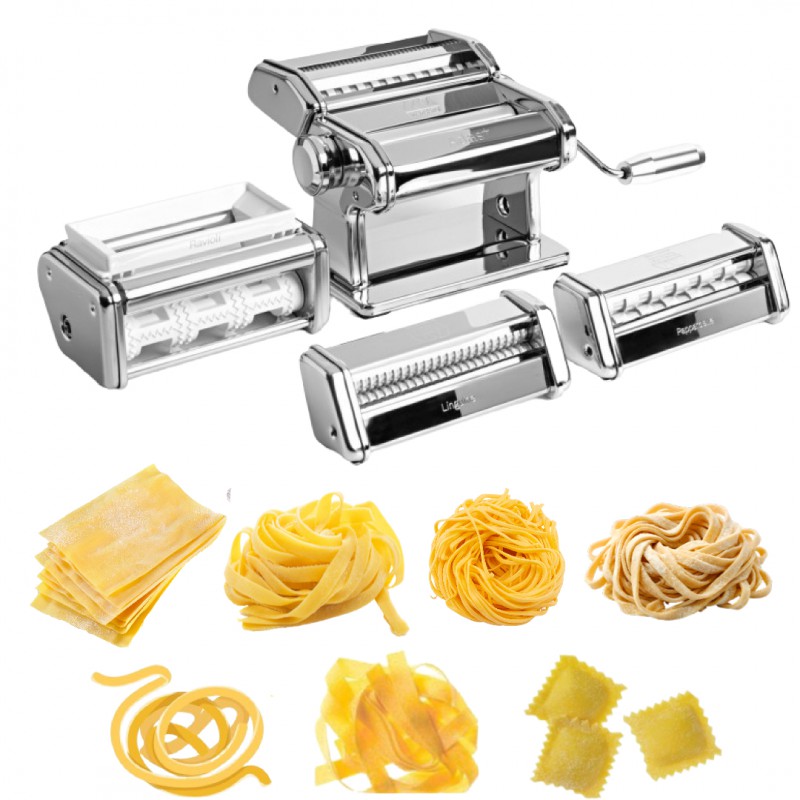 Multipast + Design Machine à pâtes Manuelle Italienne Chrome + Accessoires  - Marcato