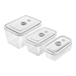 Fresh & Save Set de 3 Boites Sous-Vide En Verre Transparent S/M/L 