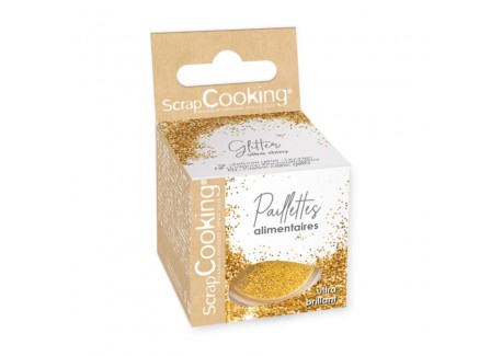 Paillettes Alimentaires Dorées en Poudre 5g - Scrapcooking