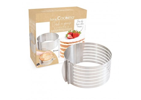 Cercle à Génoise Extensible en Inox 16 à 20 cm Hauteur 8,5 cm - Scrapcooking