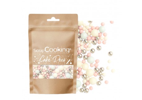 Décors Sucrés pour Gâteaux Perles Bubbles Pastel et Argenté 70 g - Scrapcooking
