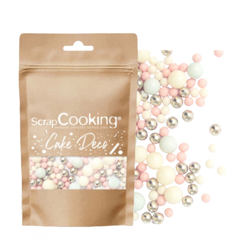 Décors Sucrés pour Gâteaux Perles Bubbles Pastel et Argenté 70 g - Scrapcooking