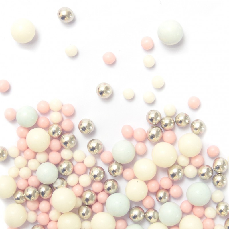 Décors Sucrés pour Gâteaux Perles Bubbles Pastel et Argenté 70 g - Scrapcooking