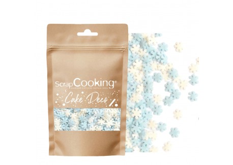 Pastelwitte en Blauwe Sneeuwvloktaartdecoraties 50 g - Scrapcooking