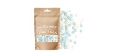 Décors Sucrés pour Gâteaux Flocons Blanc et Bleu Pastel 50 g