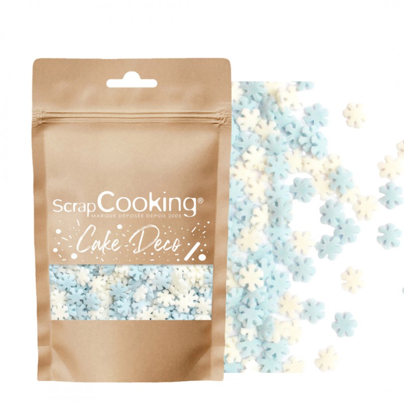 Pastelwitte en Blauwe Sneeuwvloktaartdecoraties 50 g - Scrapcooking