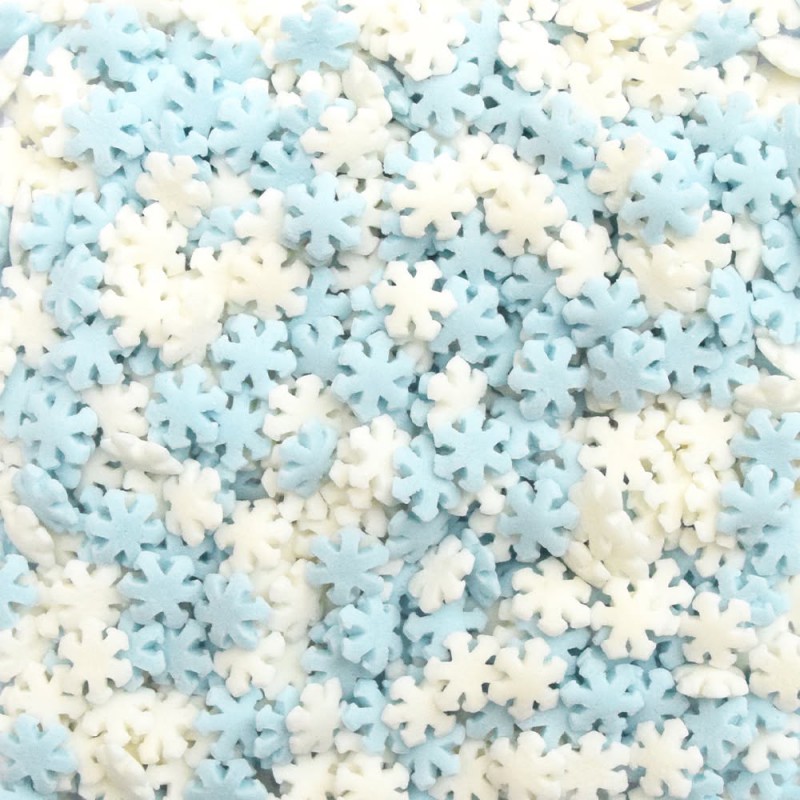Décors Sucrés pour Gâteaux Flocons Blanc et Bleu Pastel 50 g - Scrapcooking