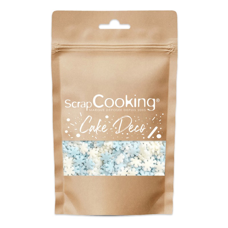 Décors Sucrés pour Gâteaux Flocons Blanc et Bleu Pastel 50 g - Scrapcooking