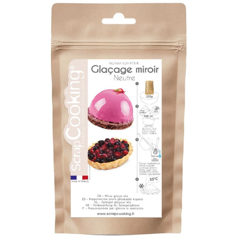 Glaçage Miroir Neutre en Poudre pour Entremets Gâteaux Bûches 220 g - Scrapcooking