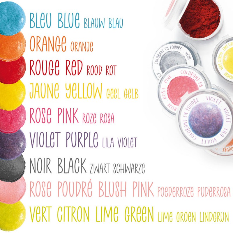Set 9 Mini Colorants Alimentaires en Poudre Couleurs Variées - Scrapcooking