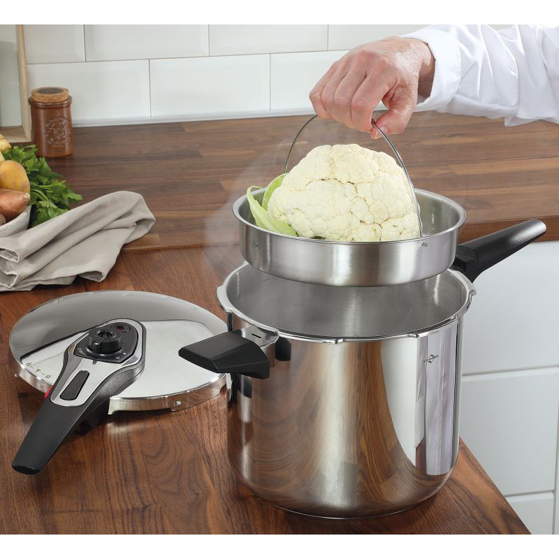 Siena Cocotte minute Inox Brillant Avec Panier Vapeur 22 cm 7L  - Kuchenprofi